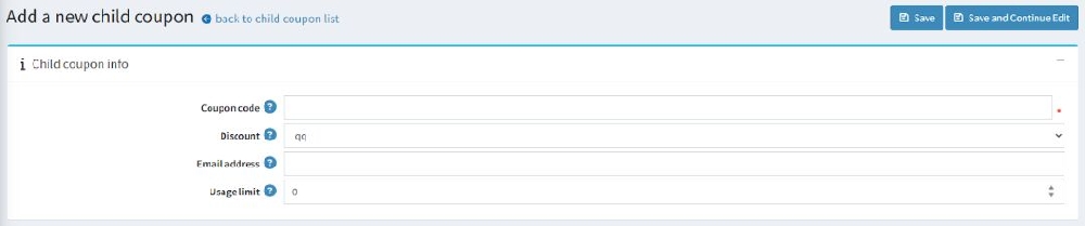 add new child coupons information section